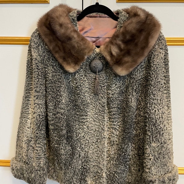 Vintage Persian lamb coat with mink collar