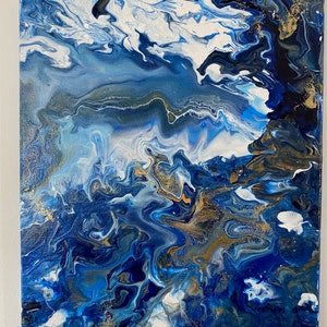acrylic pouring blue tones