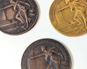 Lot of 3 Amateur Athletic Union of Canada Championships Weightlifting 1960's Medals Birks