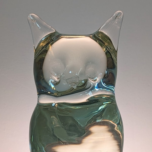 OWL figurine statue Paperweight Crystal Murano Italian Art Glass SHERES Italy