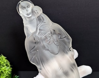 Art Deco Ave Maria Madonna Czech Glass Bohemian Crystal Statue Curt Schlevogt