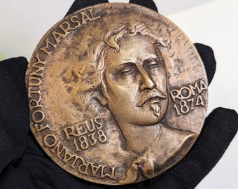 1974 MARIANO FORTUNY MARSAL Commemorative Bronze Medal 100th death anniversary