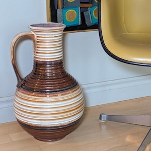 CARSTENS West Germany Hand Thrown Pottery Cooper Flecks Floor Vase Mid Century