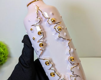 Abstract CHODOV Czech Republic Porcelain Pink Lilac CRATER Vase Mid Century Modern MCM