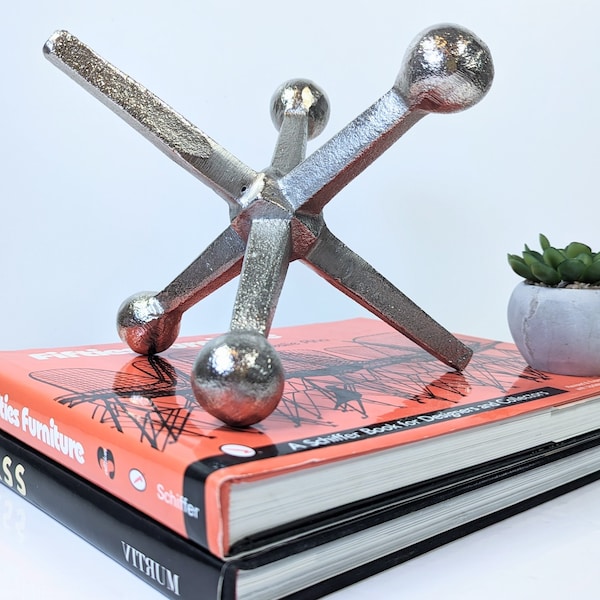 Mid Century Modern JAX Jack Pop Art Sculpture Paperweight Bookend Cast aluminum