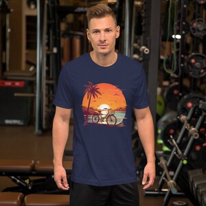 Retro Miami Beach Sunset Cycling Unisex t-shirt
