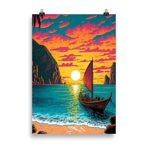 Maya Bay Thailand Cell Shaded painting print Poster
