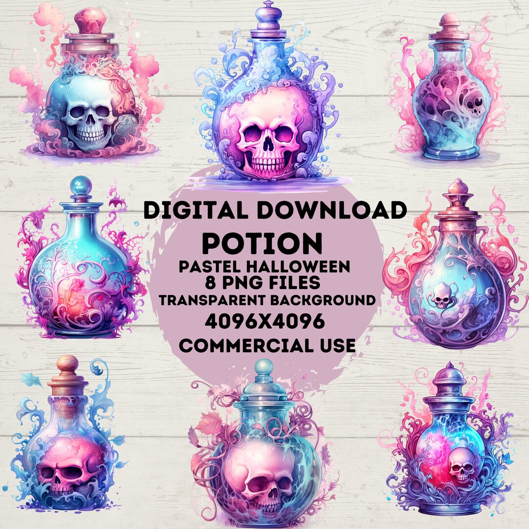 Pastel Halloween Clipart Potion PNG Bundle Commercial Use - Etsy UK
