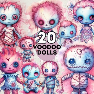 Voodoo Doll Watercolour Clipart Creepy Voodoo Doll pastel clipart Halloween Graphics Pastelloween bundle commercial use transparent png