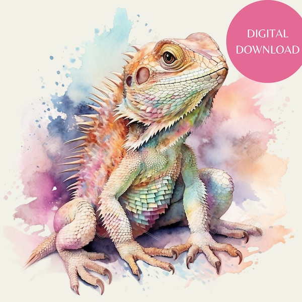 Bearded Dragon Watercolour clipart Bearded Dragon png bundle Digital watercolour lizards Digital Clipart junk journaling digital planner