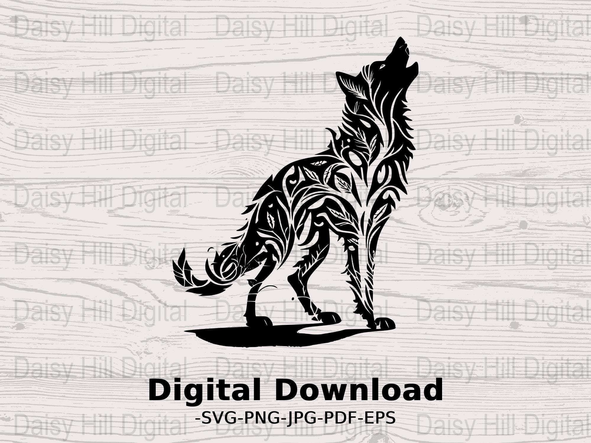 Howling Wolf Silhouette PNG Clip Art Image​