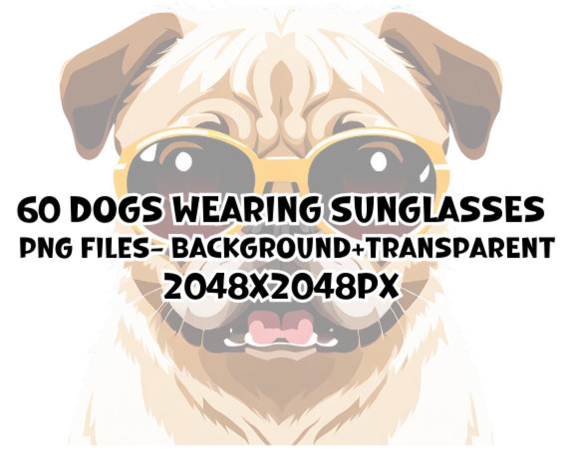 Dogs Wearing Sunglasses Digital Download Bundle Dog Clipart Png Bundle