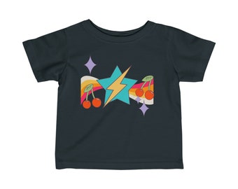 T-shirt en jersey fin à imprimé étoiles et éclairs cerises d'inspiration rétro pour bébé