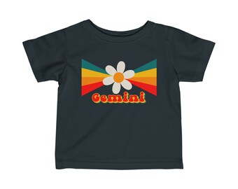 T-shirt en jersey fin d'inspiration rétro du zodiaque Gémeaux avec fleurs graphiques