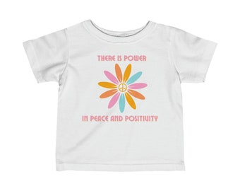 T-shirt graphique Power In Peace and Positivity en jersey fin d'inspiration rétro pour bébé