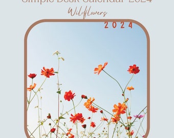 2024 Simple Monthly Desk Calendar (Wildflowers)
