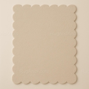 Beige scalloped tufted rug| scalloped solid tufted rug made in newzealand wool |beautiful rug for room |Best for room living room hallway
