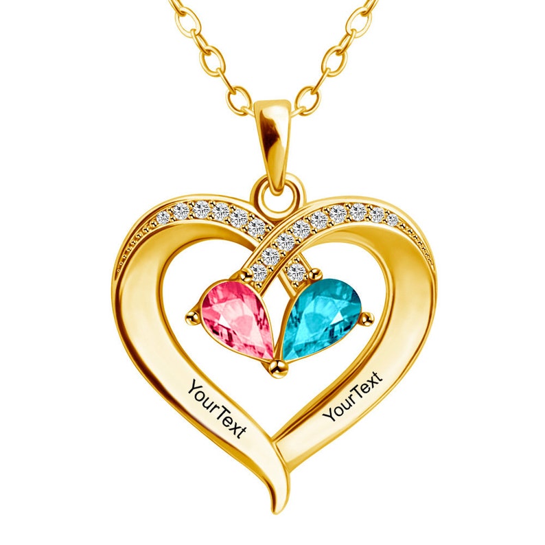 Custom Jewelry Dual Name Necklace Heart Shaped Pendant Love Etsy