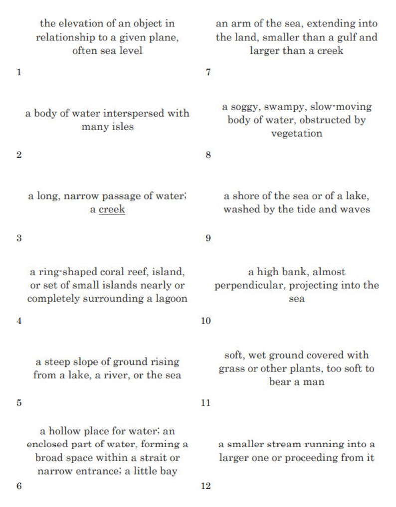 Challenge A Geography Terms Flashcards Etsy