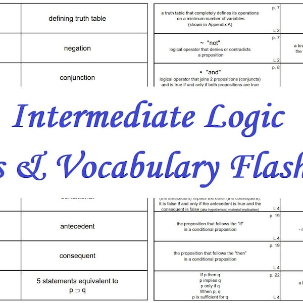 Logic Flashcards Introductory Etsy