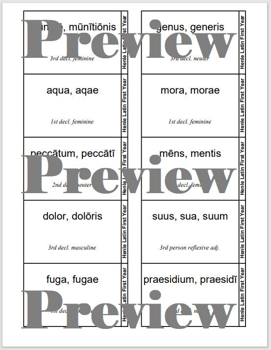 Henle Latin First Year Vocabulary Flashcards lesson 26-29 Classical ...
