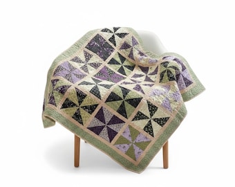 Handmade Pinwheel Quilt – 56x70 Inch Geometric Patchwork Blanket