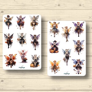 Sticker Set Halloween Feen Kürbisse Gothik, Aufkleber Planner Stickers, cute Scrapbooking Stickers
