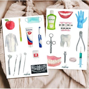 Conjunto de adesivos dentista odontologia