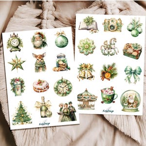 Sticker Set Weihnachten in hellgrün