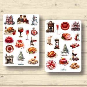 Adesivi Natale Cena di Natale Natale oca dessert festa budino di champagne, adesivi adesivi planner, simpatici adesivi per scrapbooking