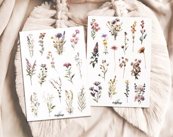 Sticker set wildflowers in delicate purple