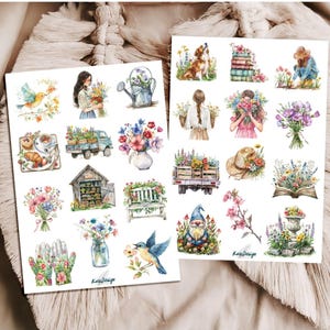 Set d'autocollants jardin de printemps