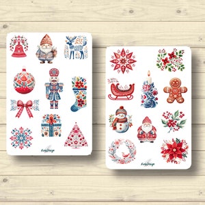 Ensemble d’autocollants Noël hiver scandinave Suède bonhomme en pain d’épice, autocollants planificateur, autocollants scrapbooking mignons