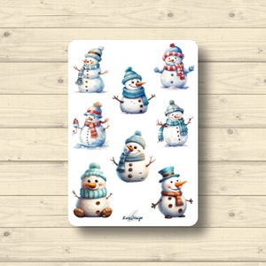 Sticker Blatt Schneemänner Winter Comic Schnee Weihnachten, Aufkleber Planner Stickers, Scrapbook Stickers