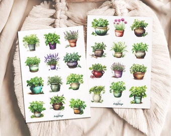 Sticker set herb pots, kitchen herbs