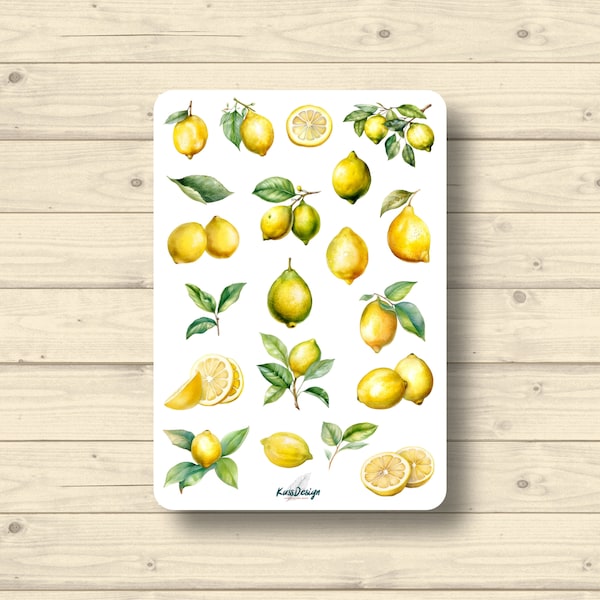 Sticker Blatt saftige Zitronen