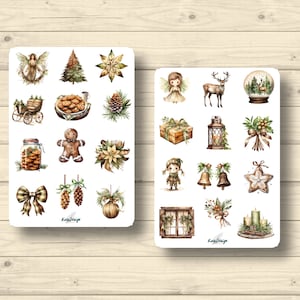 Sticker Set Weihnachten rustikal Weihnachtsdeko Winter, Aufkleber Planner Stickers, cute Scrapbooking Stickers