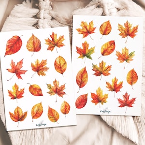 Ensemble d'autocollants feuilles d'automne, automne doré