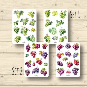 Conjuntos de pegatinas, uvas verdes uvas rojas fruta naturaleza saludable fresca, 2 juegos, pegatinas del planificador de pegatinas, pegatinas de álbumes de recortes