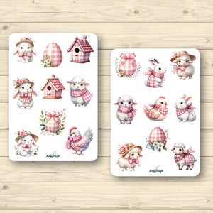 Sticker Set Ostern in rosa Karo