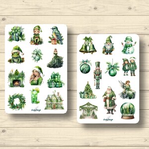 Sticker Set grüne Weihnachten, Weihnachtsdeko