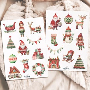 Set d'autocollants Noël en rouge-vert