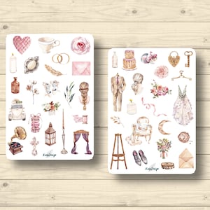 Sticker Set, Hochzeit, Verlobung, Brautpaar, Party, Brautkleid, Hochzeitstorte, Aufkleber Planner Stickers, cute Scrapbooking Stickers