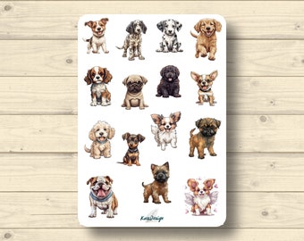 Stickerset, honden puppy's dieren boerderijhond schattige puppy, stickers planner stickers, scrapbook stickers