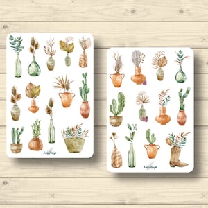 Sticker Set, Pflanzen, Topfpflanzen, Sträuße in Vasen und Flaschen, Aufkleber Planner Stickers, cute Scrapbooking Stickers