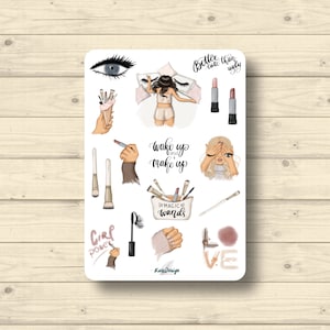 Sticker Sheet, Girl Power, Make up, Schminke Rouge Aufkleber Planner Stickers, cute Scrapbooking Stickers