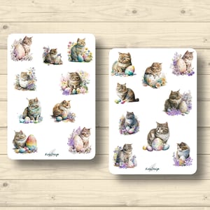 Sticker Set, Katzen, Ostern, Ostereier, Aufkleber Planner Stickers, cute Scrapbooking Stickers