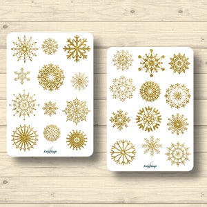 Sticker  Schneesterne goldfarben Weihnachten Winter Schnee, Aufkleber Planner Stickers, cute Scrapbooking Stickers