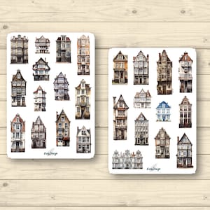 Set de pegatinas casas de los canales de Amsterdam