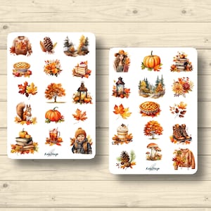 Set de pegatinas otoño calabaza niña niño ardilla otoño árbol bosque naturaleza, pegatinas planificador pegatinas, lindas pegatinas scrapbooking